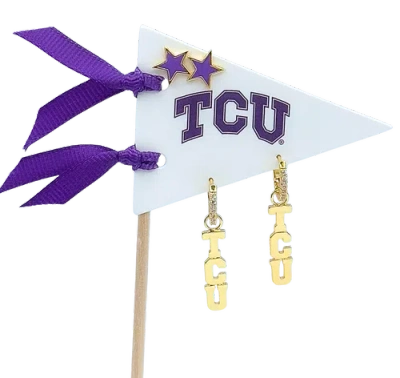 Color Shout University Of Iowa Pennant Pair Earring Set In Gold
