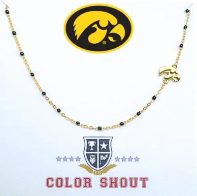Color Shout University Of Iowa Side Necklace In Gold