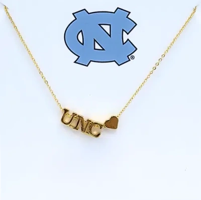 Color Shout University Of North Carolina Gold Heart Necklace