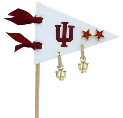 Color Shout University Of Oklahoma Pennant Pair Earring Set In Gold