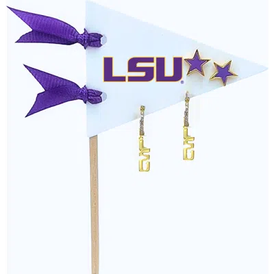 Color Shout University Of South Carolina Pennant Pair Earring Set In Gold