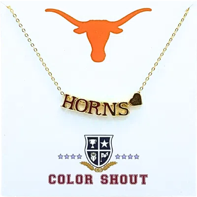 Color Shout University Of Texas Gold Heart Necklace