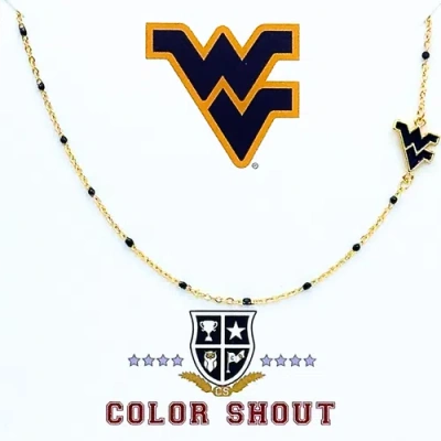 Color Shout West Virginia University Side Necklace In Gold