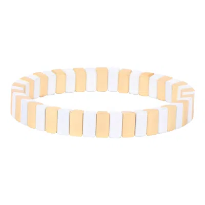 Color Shout Women's She's All That Metallic Bracelet In Gold And White In Multi