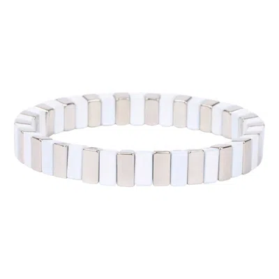 Color Shout Women's She's All That Metallic Bracelet In Silver And White In Multi
