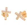 Color Shout Women's Spirit Shout Cross Stud Earring In Gold In Gold