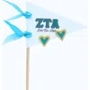 Color Shout Zeta Tau Alpha Heart Stud Enamel Earrings On Sorority Pennant Flag In Brown