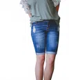 Color Swatch Peyton Bermuda Denim Shorts In Blue In Blue