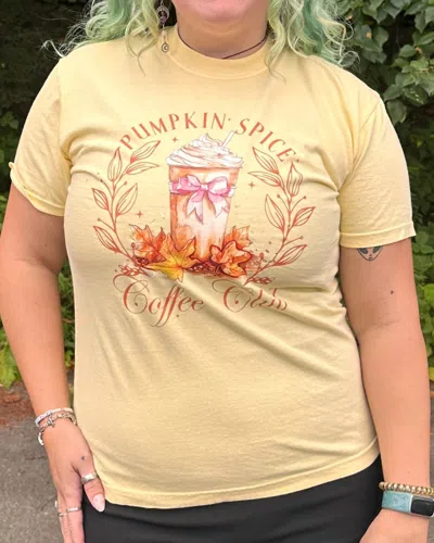 Colorbear Pumpkin Spice Coffee Club Graphic Tee In Yellow