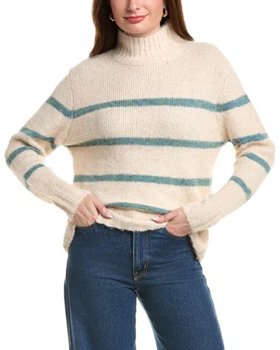 Colorblock Color Block Mock Neck Wool-blend Sweater In Neutral