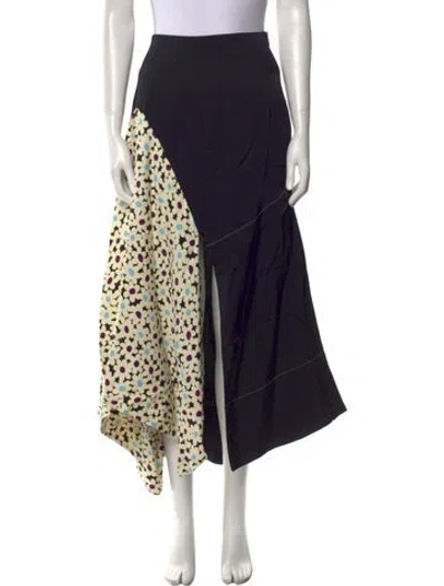 Pre-owned Co Lorblock Pattern Midi Length Skirt W/ Tags In Black