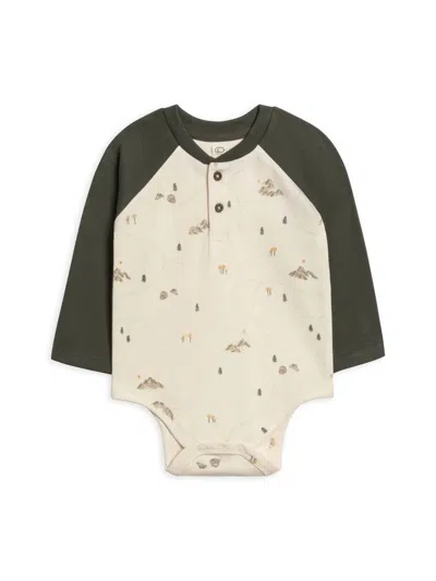Colored Organics Kids' Baby's Lucas Raglan Henley Bodysuit In Beige In Multi