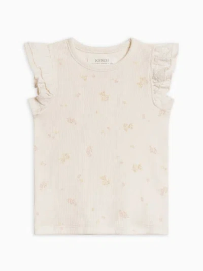 COLORED ORGANICS COLORED ORGANICS DAPHNE RIBBED TANK WITH EYELET RUFFLE