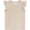 Colored Organics Daphne Ribbed Tank With Eyelet Ruffle In Brown