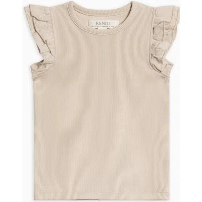 COLORED ORGANICS COLORED ORGANICS DAPHNE RIBBED TANK WITH EYELET RUFFLE