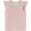 Colored Organics Babies'  Daphne Ribbed Tank With Eyelet Ruffle In Pink
