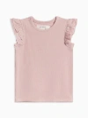 Colored Organics Daphne Ribbed Tank With Eyelet Ruffle In Pink