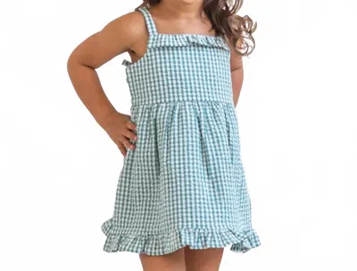 Colored Organics Kids' Girl's Juliette Seersucker Tank Dress In Laguna Gingham In Blue