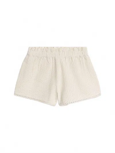 Colored Organics Kids' Girls Patty Seersucker Scalloped Trim Shorts In Dune Stripe In Multi