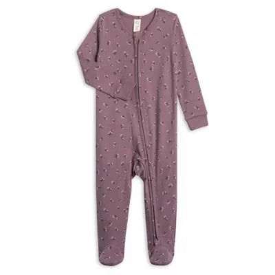 Colored Organics Kid's Peyton Organic Cotton Sleeper In Maxine Floral / Grape + Purple In Brown