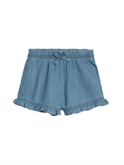 Colored Organics Kids' Callie Chambray Ruffle Waist Short In Blue