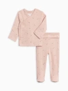 Colored Organics Babies'  Lacey Pointelle Kimono Top And Pant Set In Pink