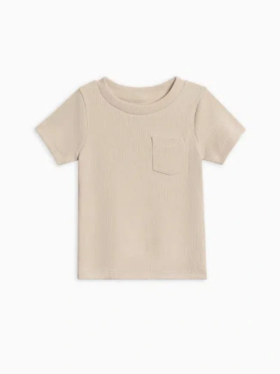 Colored Organics Kids'  Lou Ribbed Short Sleeve Pocket Tee In Brown