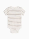Colored Organics Babies'  Organic Cotton Dana Ribbed Short Sleeve Pocket Bodysuit In Neutral