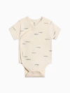 Colored Organics Kids'  Organic Cotton Lark Short Sleeve Kimono Bodysuit In Neutral