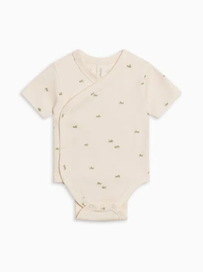 Colored Organics Kids'  Organic Cotton Lark Short Sleeve Wrap Bodysuit In Neutral