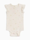 Colored Organics Organic Cotton Maggie Ribbed Short Sleeve Bodysuit With Eyelet Ruffle
