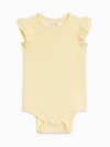 Colored Organics Babies'  Organic Cotton Maggie Ribbed Short Sleeve Bodysuit With Eyelet Ruffle In Yellow