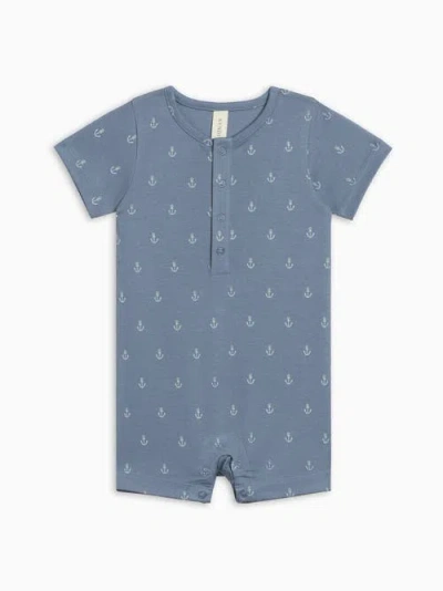 Colored Organics Babies'  Organic Cotton Mason Romper In Blue