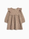 Colored Organics Kids'  Organic Cotton Mika Armhole Ruffle Long Sleeve Dress In Brown