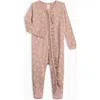 Colored Organics Babies'  Organic Cotton Neve Ruffle Zipper Sleeper In Brown