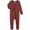 Colored Organics Kids'  Organic Holiday Peyton Zipper Sleeper In Brown