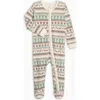 Colored Organics Kids'  Organic Holiday Peyton Zipper Sleeper In Green