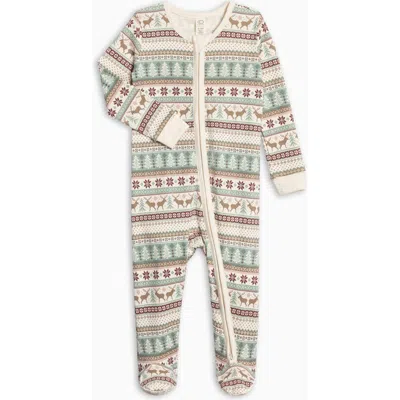 Colored Organics Kids'  Organic Holiday Peyton Zipper Sleeper In Green
