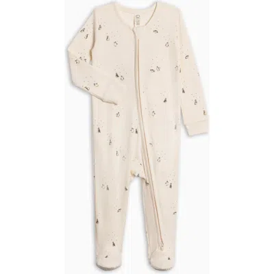 Colored Organics Kids'  Organic Holiday Peyton Zipper Sleeper In Neutral