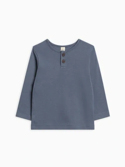 Colored Organics Kids'  Organic Reef Long Sleeve Henley In Blue