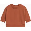 Colored Organics Kids'  Quinn Organic French Terry Relaxed Pullover Sweatshirt In Brown