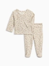 Colored Organics Kids'  Riley 2 Piece Kimono Wrap Top And Pant Set In Brown