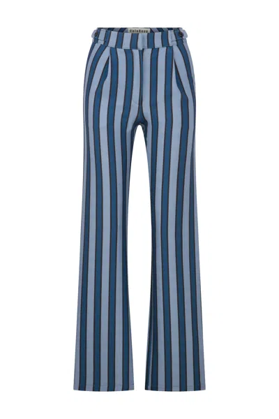 Coloreve Women's Blue Striped Pants