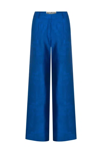 Coloreve Women's Blue Textured  Pants
