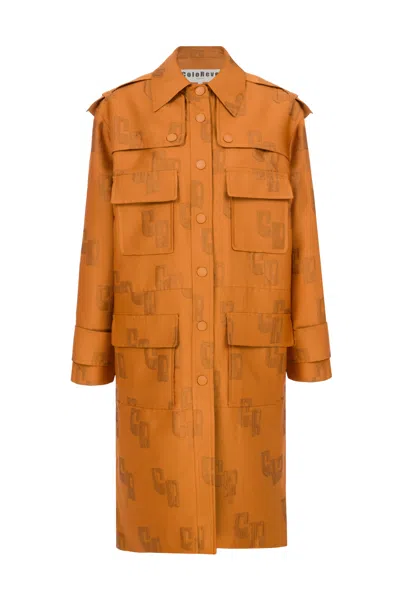 Coloreve Women's Brown Logo Trench Coat