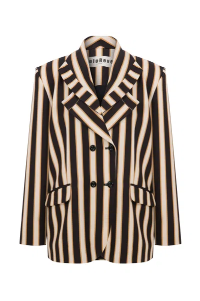 Coloreve Women's Brown Striped Blazer