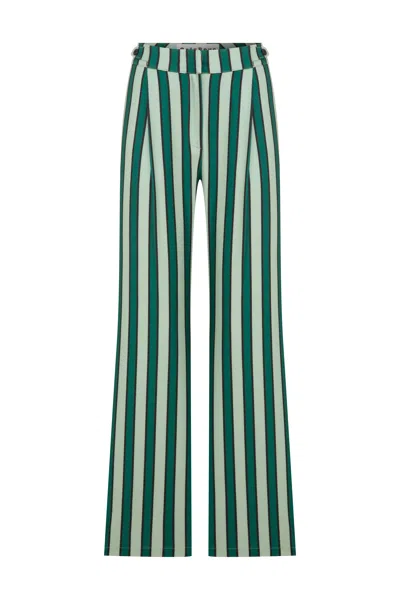 Coloreve Women's Green Striped Pants In Multi