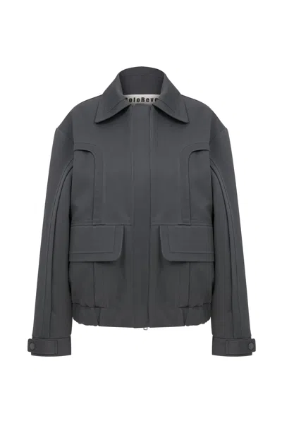 Coloreve Women's Grey Biker Jacket In Gray