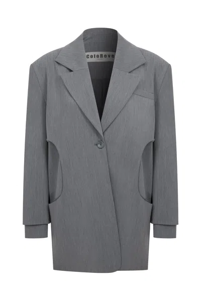 Coloreve Women's Grey Hole Blazer In Gray