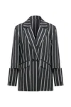 Coloreve Women's Grey Striped Oversize Blazer In Gray